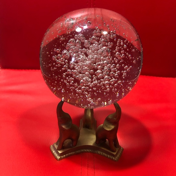 Other - Crystal Ball with Brass Elephant Stand Beautiful